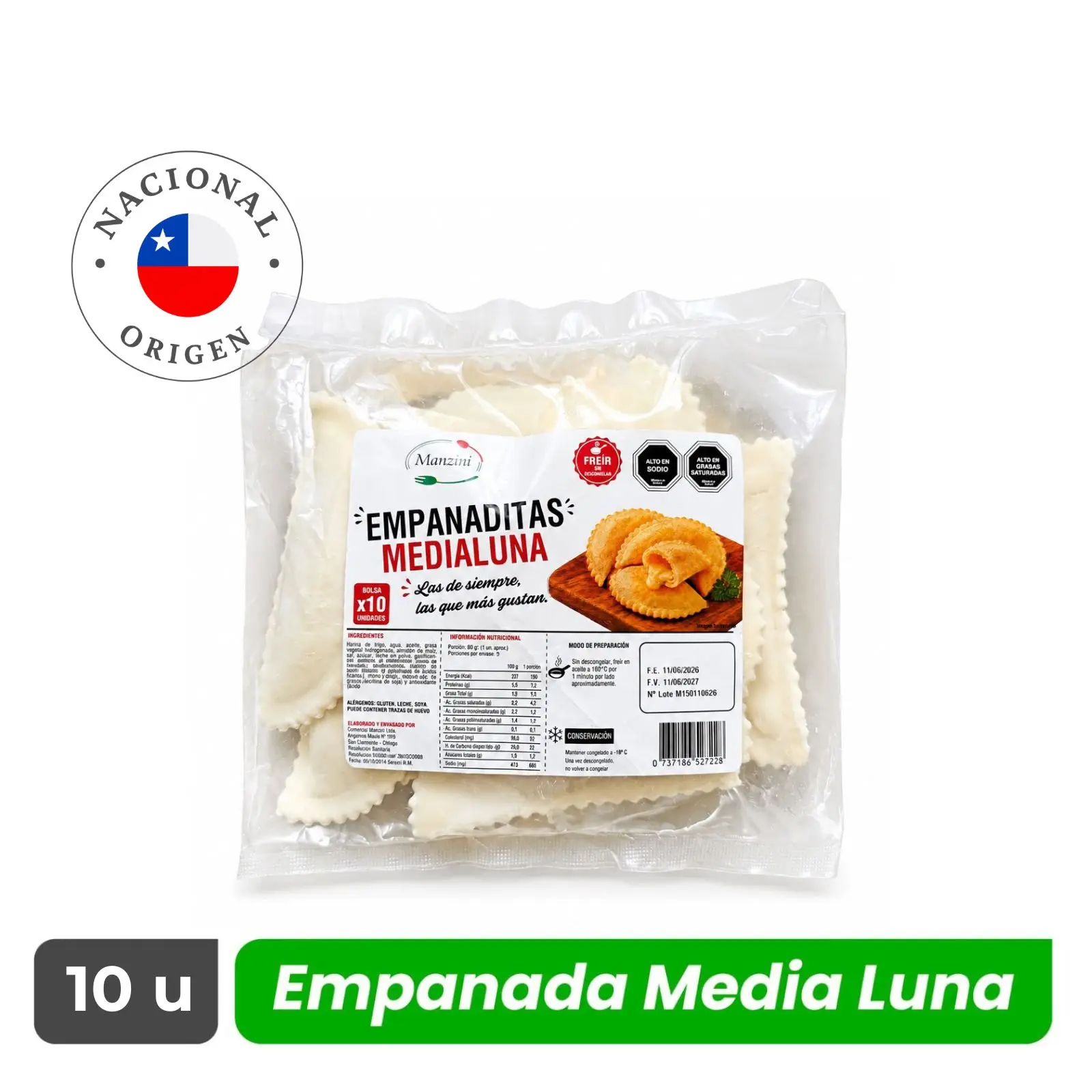 Empanadas Media Luna Queso - Caja 15 bolsas de 10 unidades