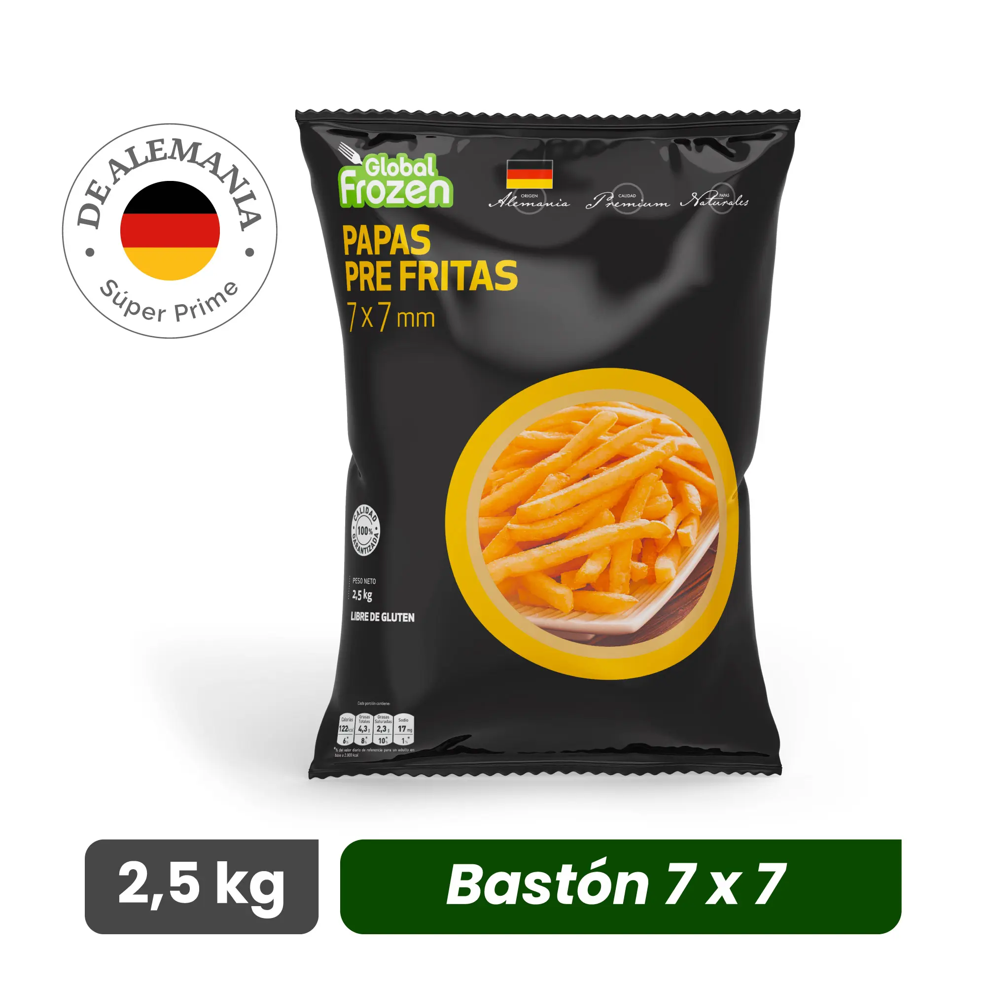 Papas Pre Fritas 7x7 mm - Corte Bastón - Caja 10 kg