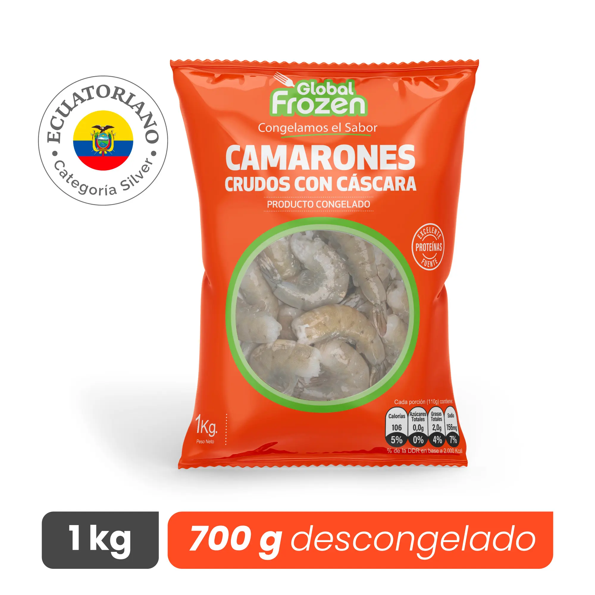Camarón 36/40 Crudo con Cáscara - Silver - Caja 10 kg