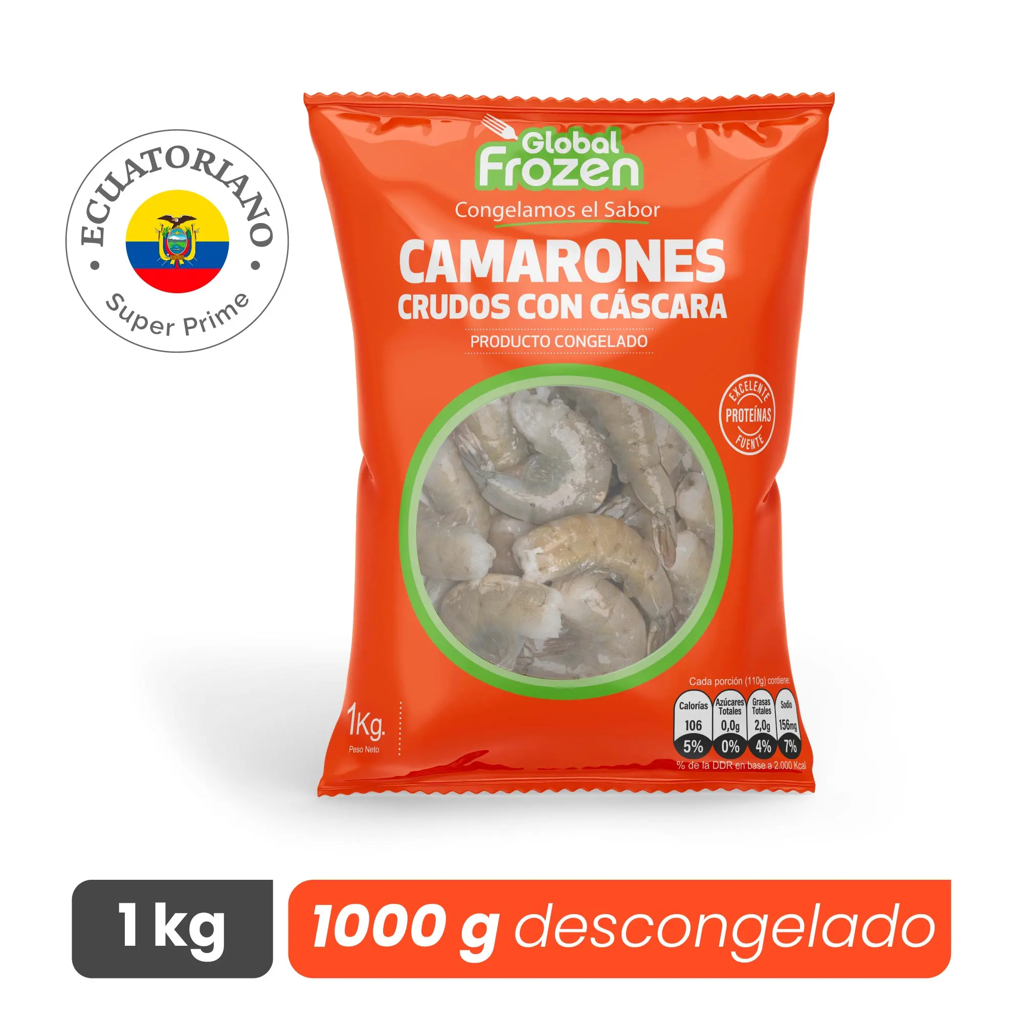 Camarón 21/25 Crudo con Cáscara - Super Prime - Caja 10 kg