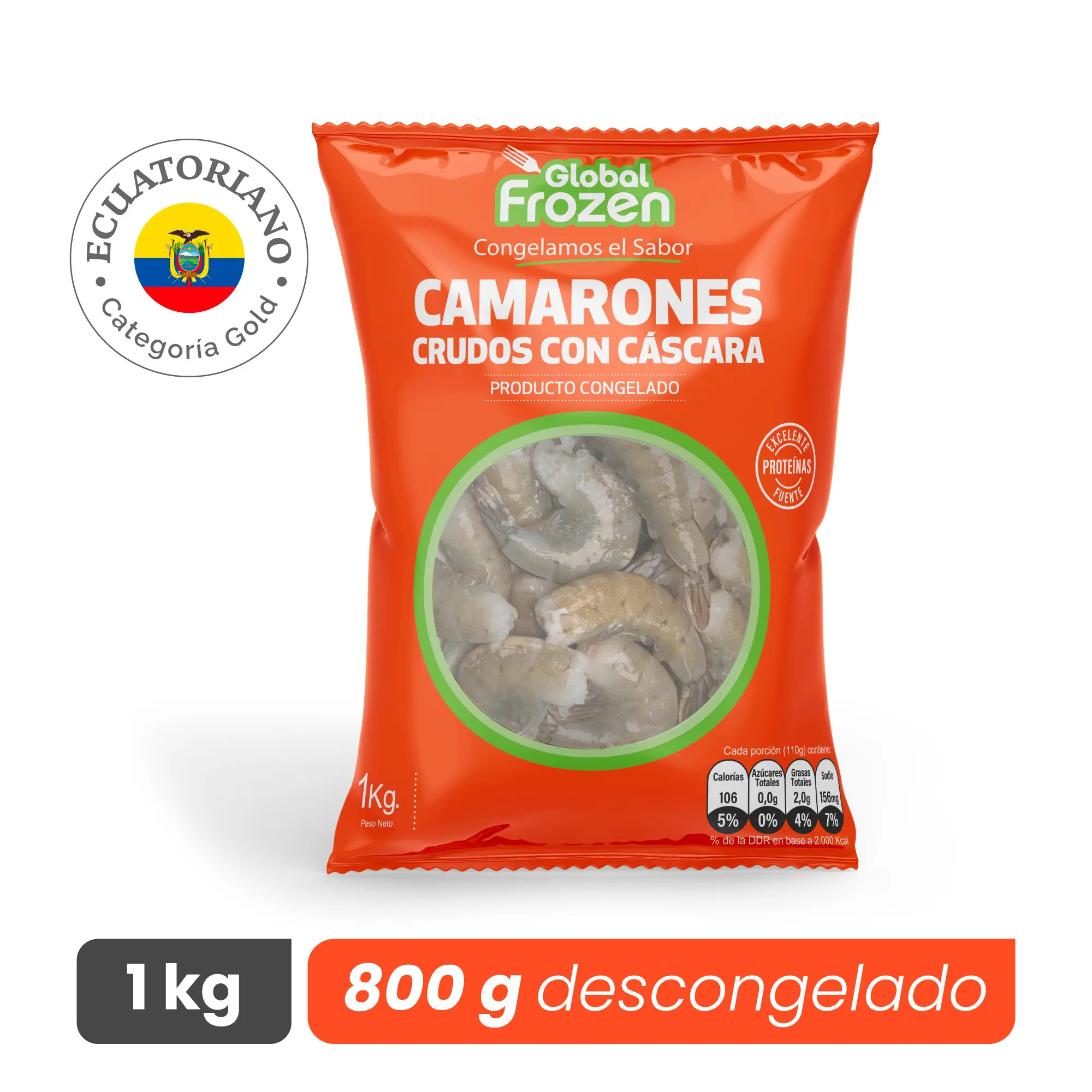 Camarón 21/25 Crudo con Cáscara - Gold - Caja 10 kg