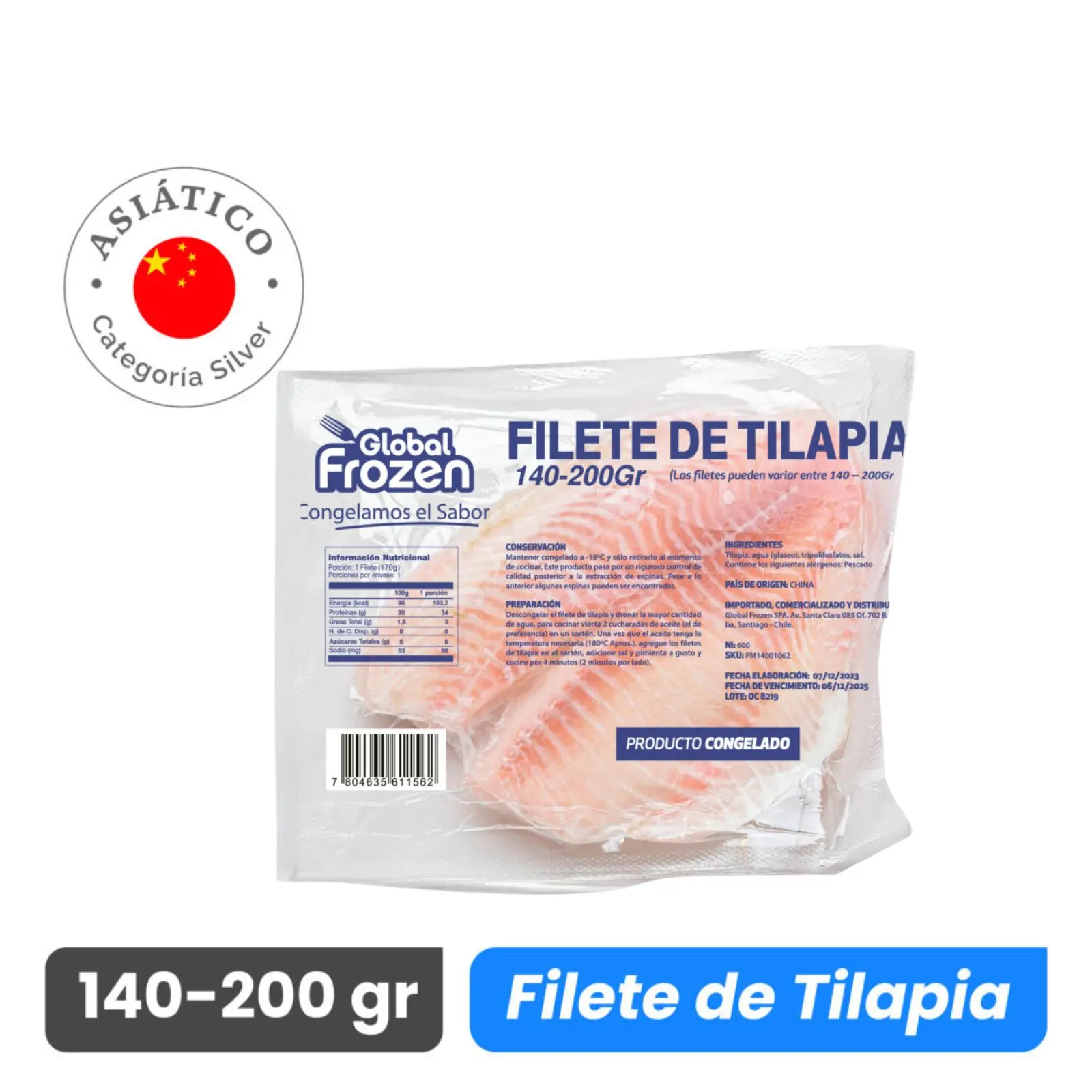 Filetes de Tilapia de 140 a 200 gr - Caja 10 kg