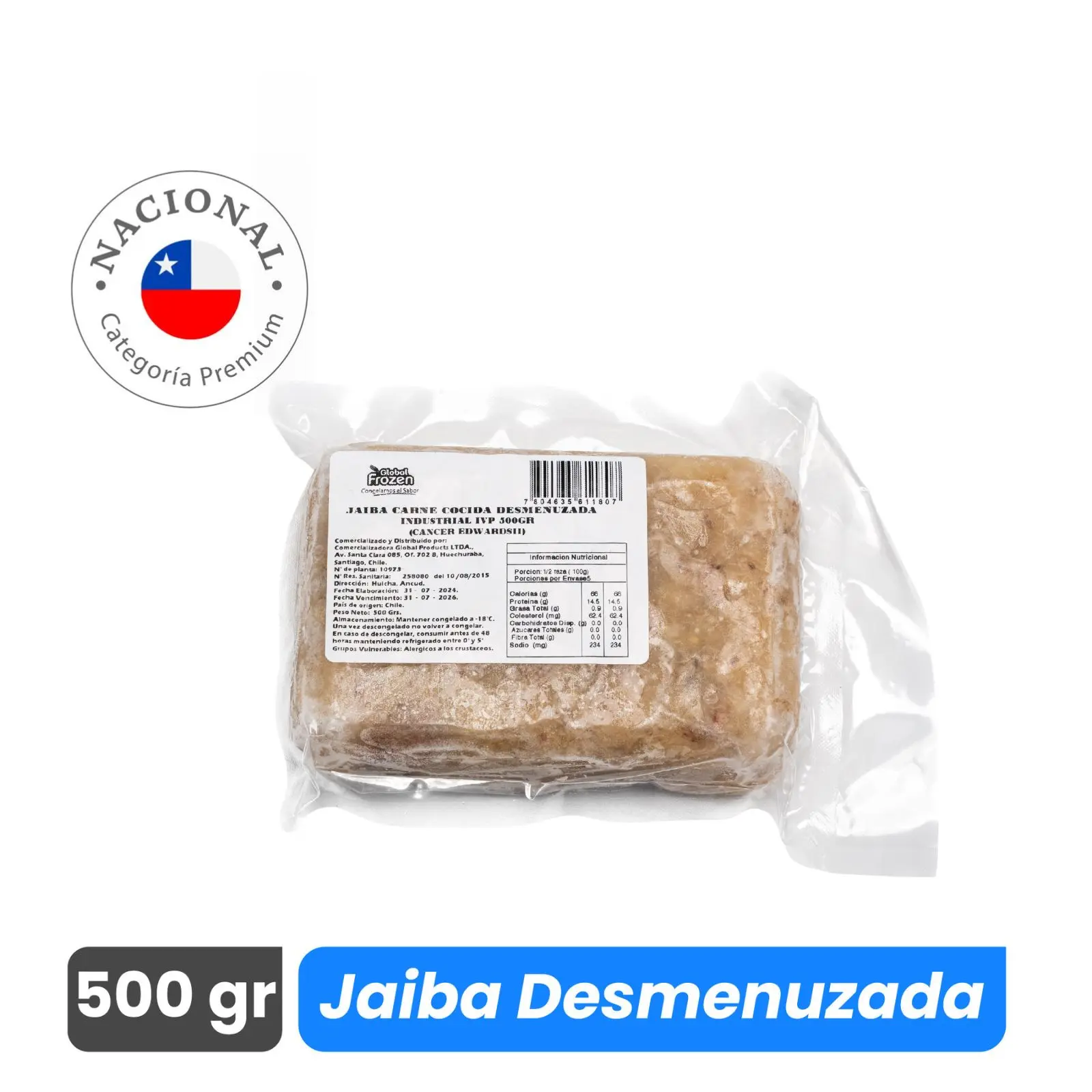 Carne de Jaiba Desmenuzada y Cocida - Caja 5 kg