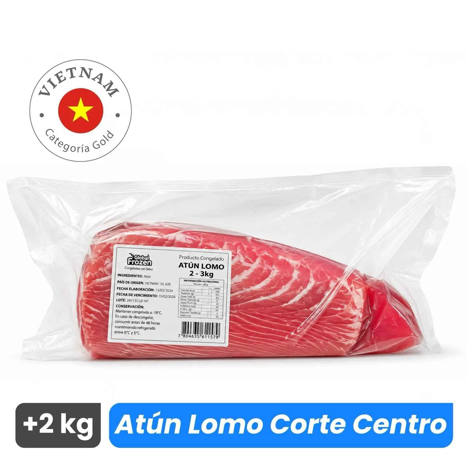 Atún en Lomo Corte Centro sobre 2 kg - Gold - Caja 20 kg
