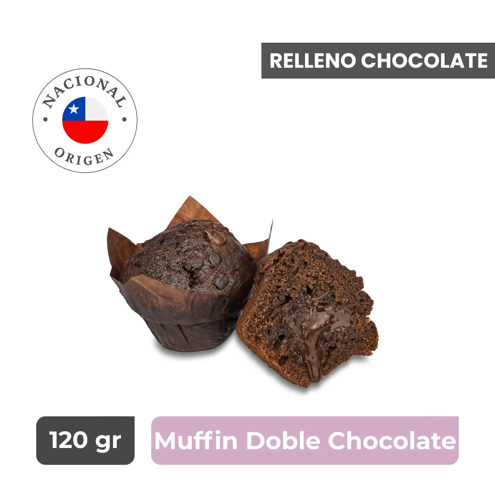Muffin Doble Chocolate Relleno Chocolate - Caja 16 unidades