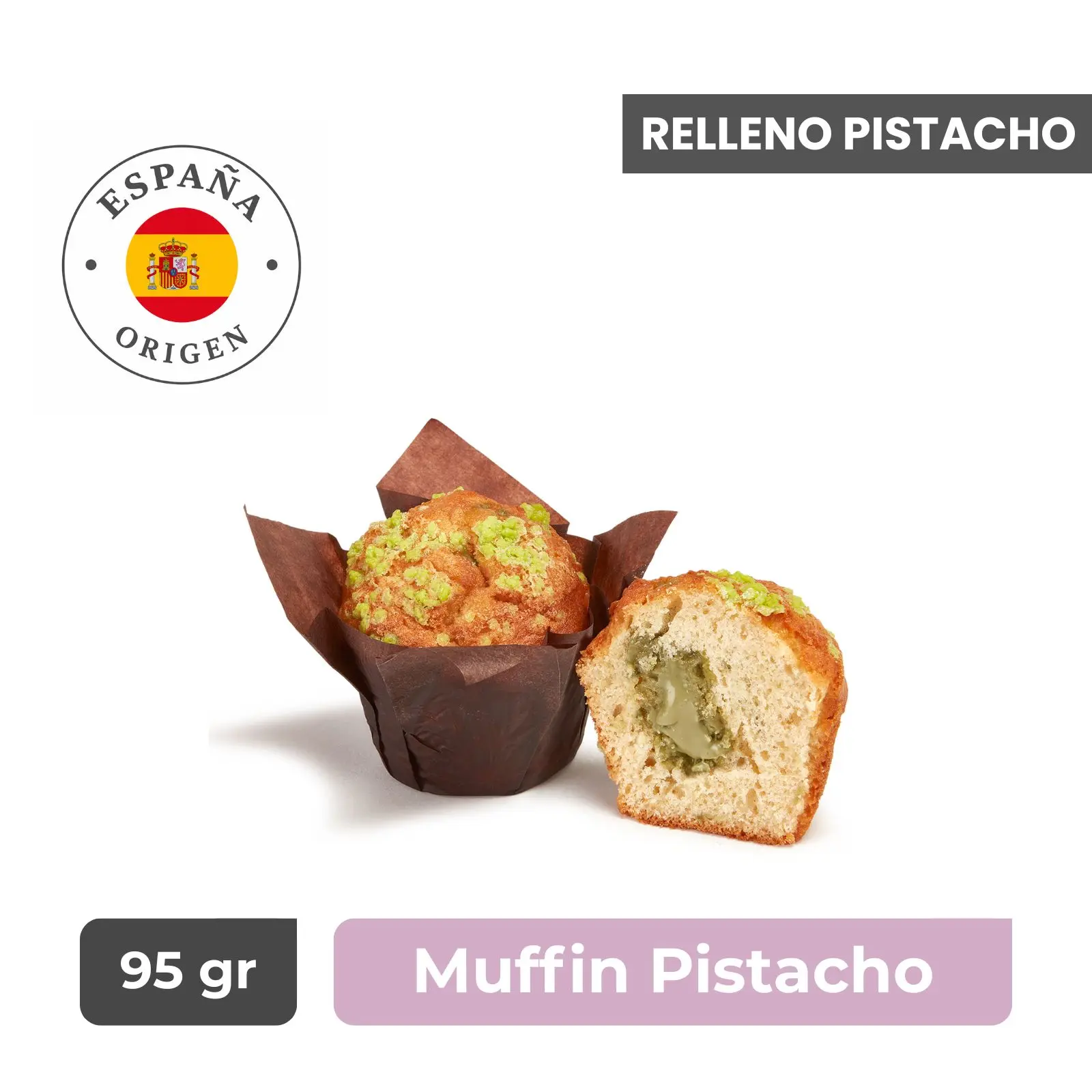Muffin de Pistacho Relleno Crema de Pistacho - Caja 20 unidades