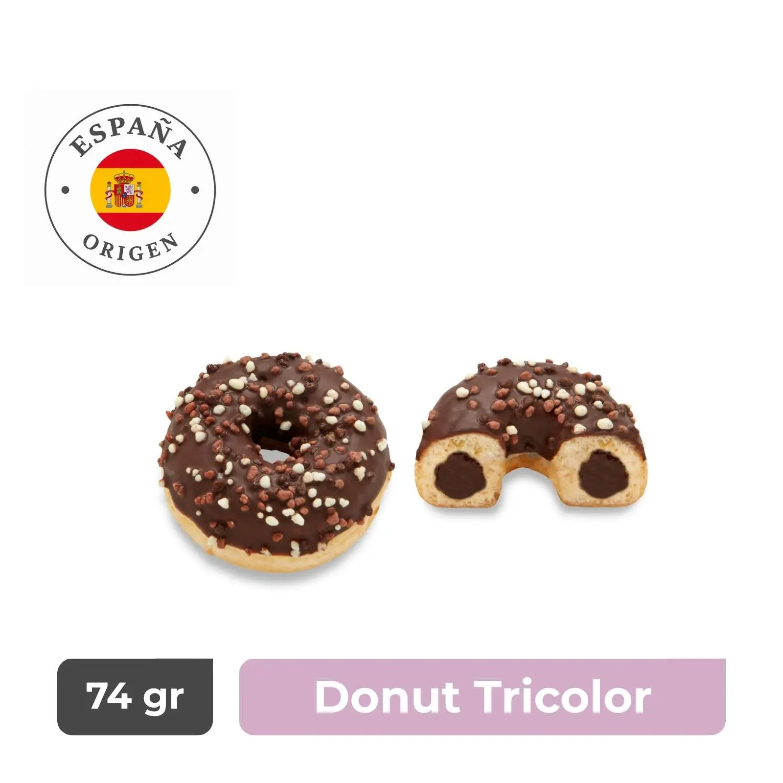Donut Chocolate Tricolor Rellena de Chocolate - Caja 36 unidades