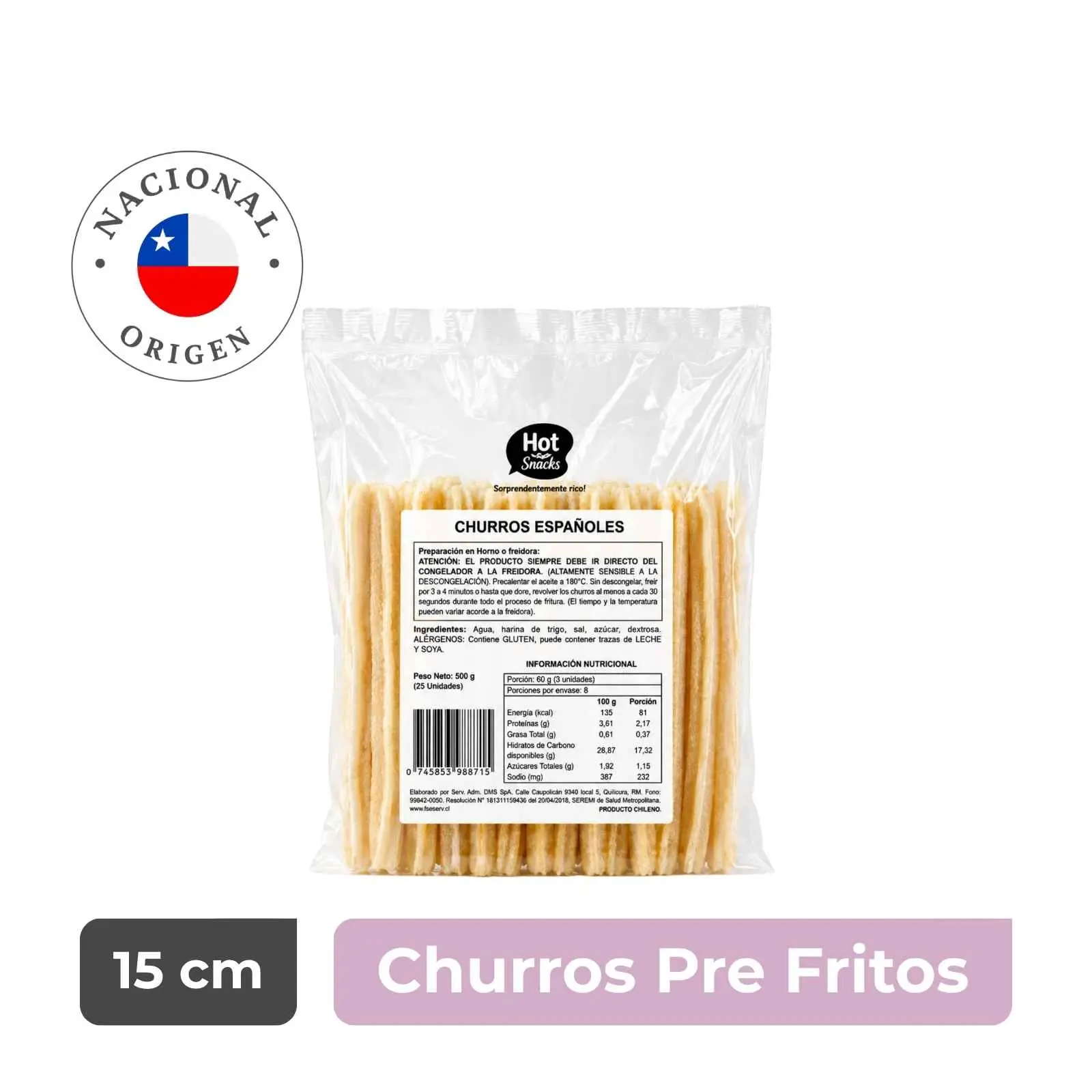 Churros Españoles Pre Fritos 15 cm para Hornear - Caja 150 unidades