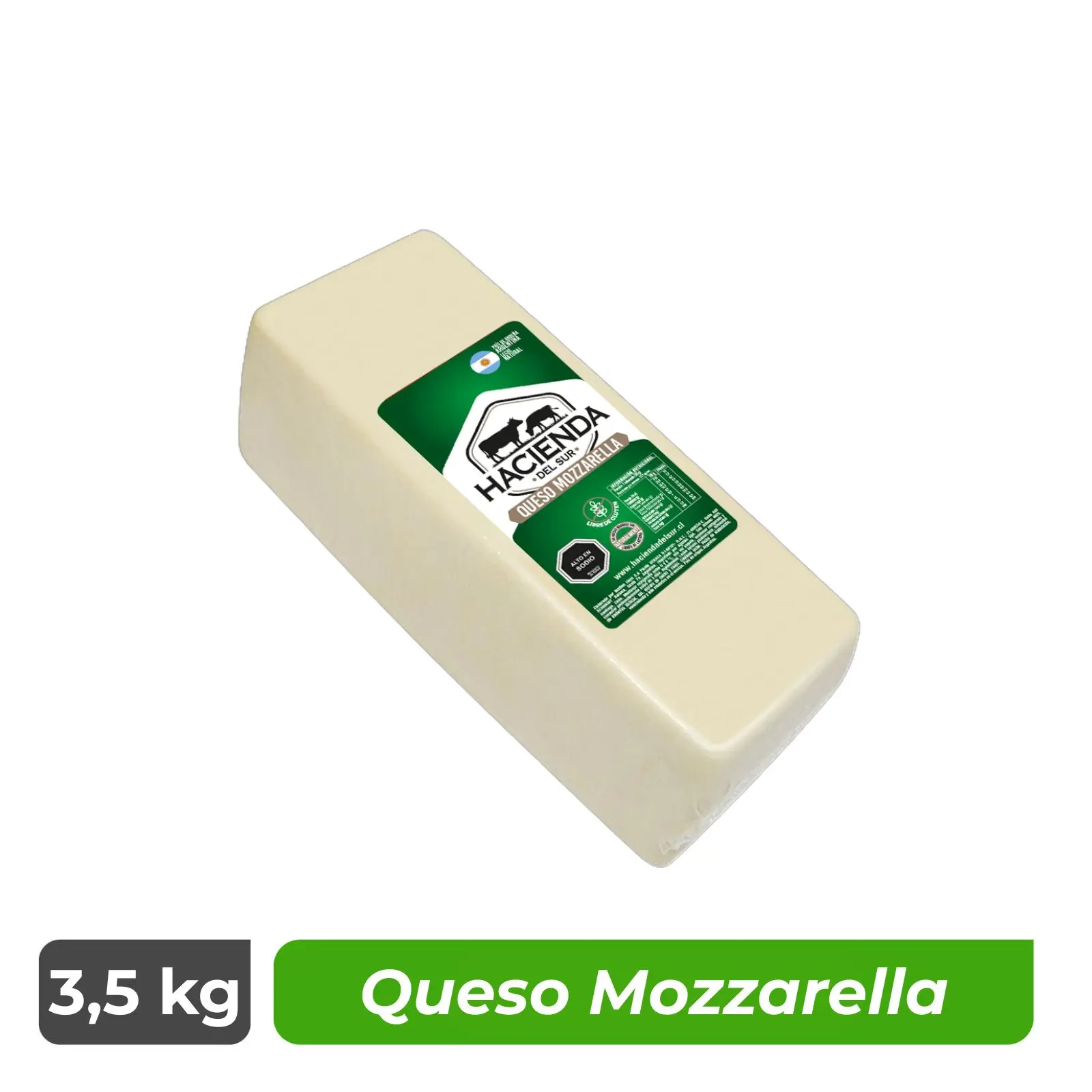 Queso Mozzarella en Barra - Hacienda del Sur - Caja 21 kg