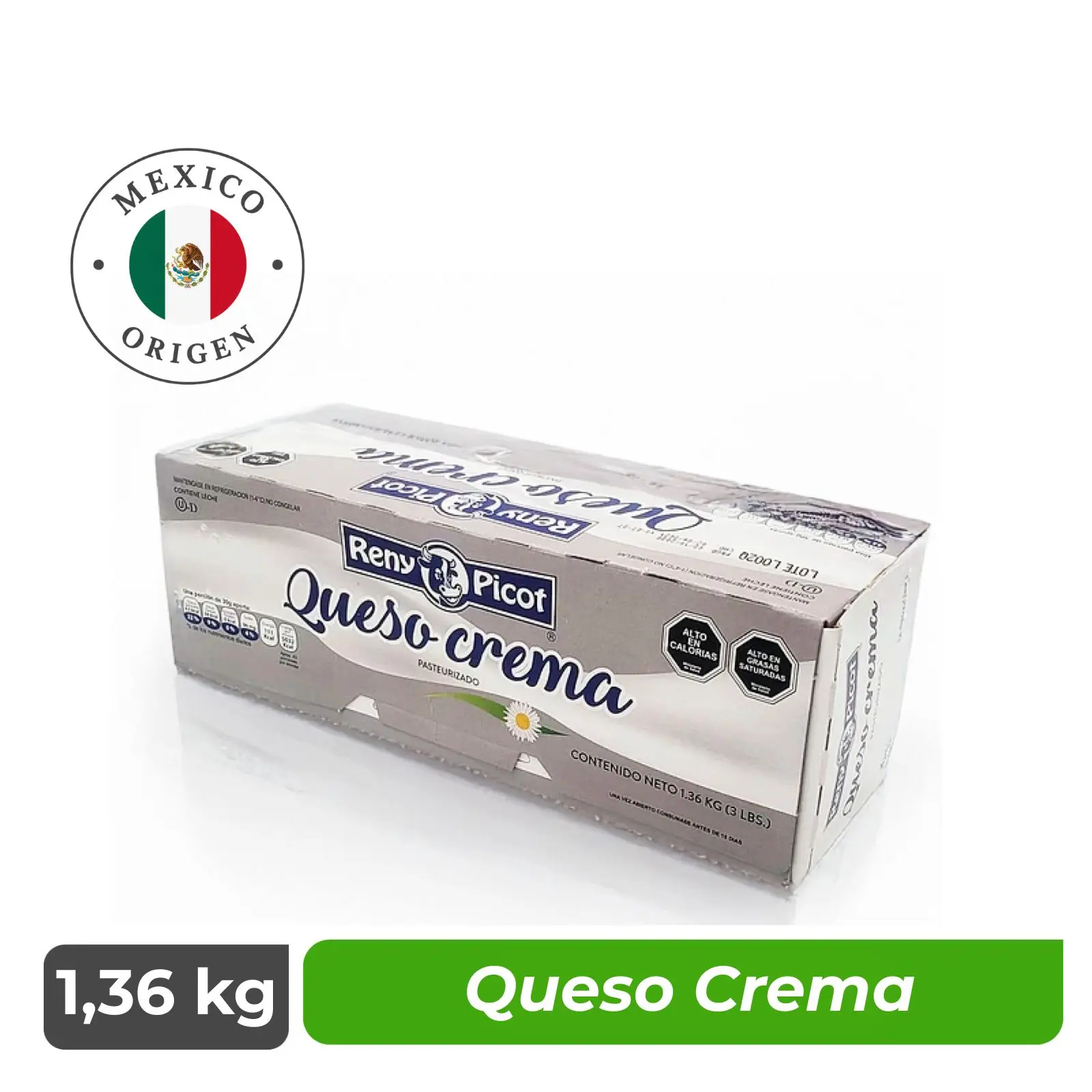 Queso Crema Reny Picot - Barra 1,36 kg - Caja 13,6 kg