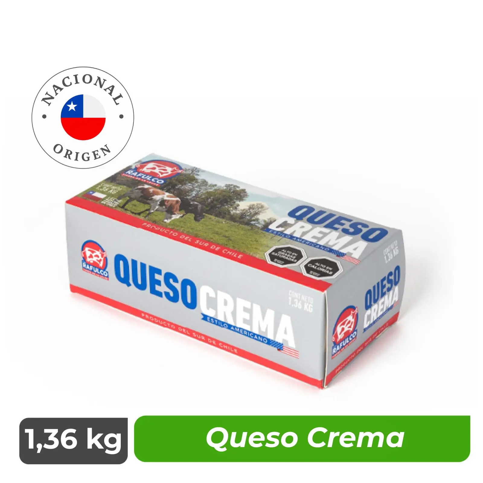 Queso Crema Rafulco - Barra 1,36 kg - Caja 16,32 kg
