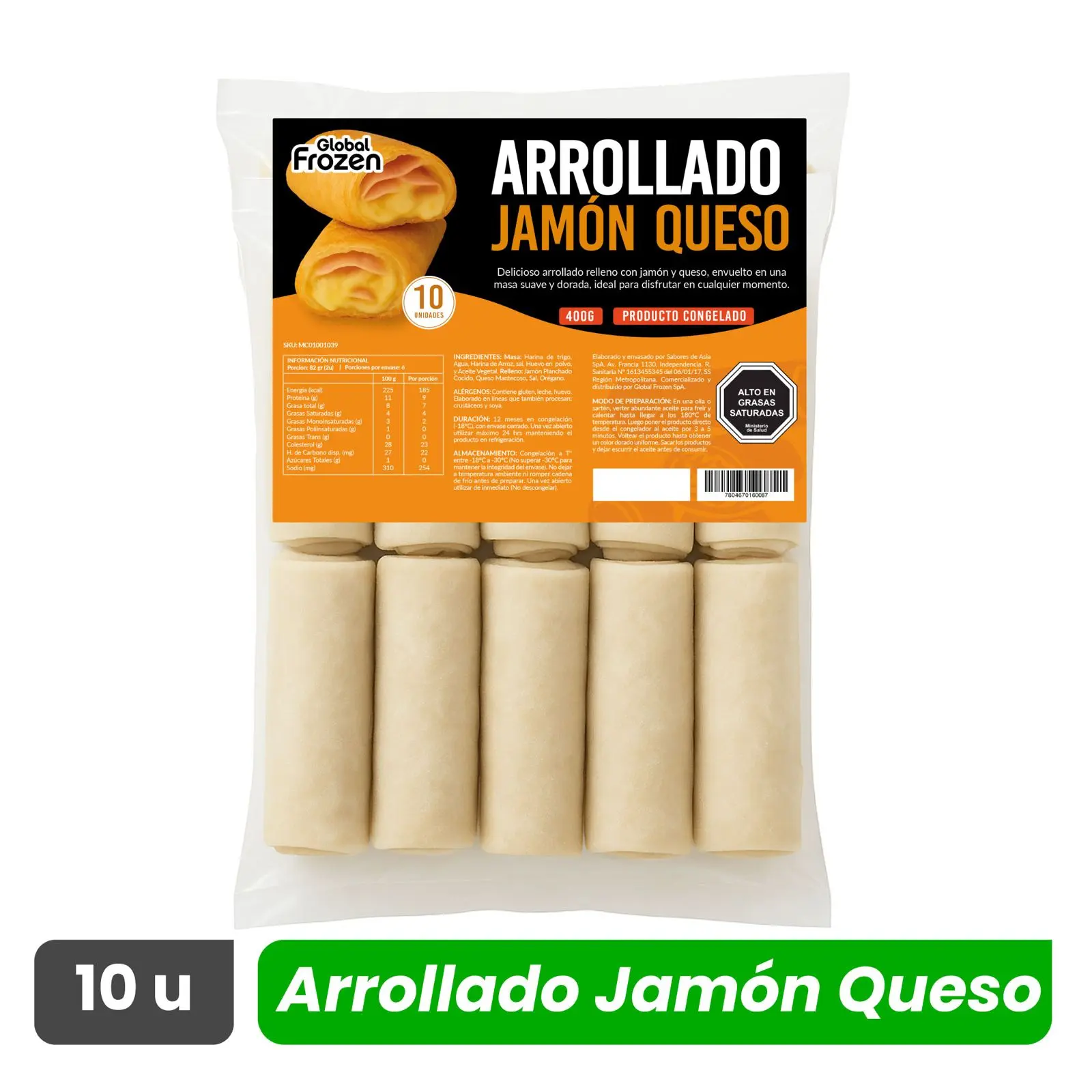 Arrollados Jamón Queso - Global Frozen - Caja 100 unidades