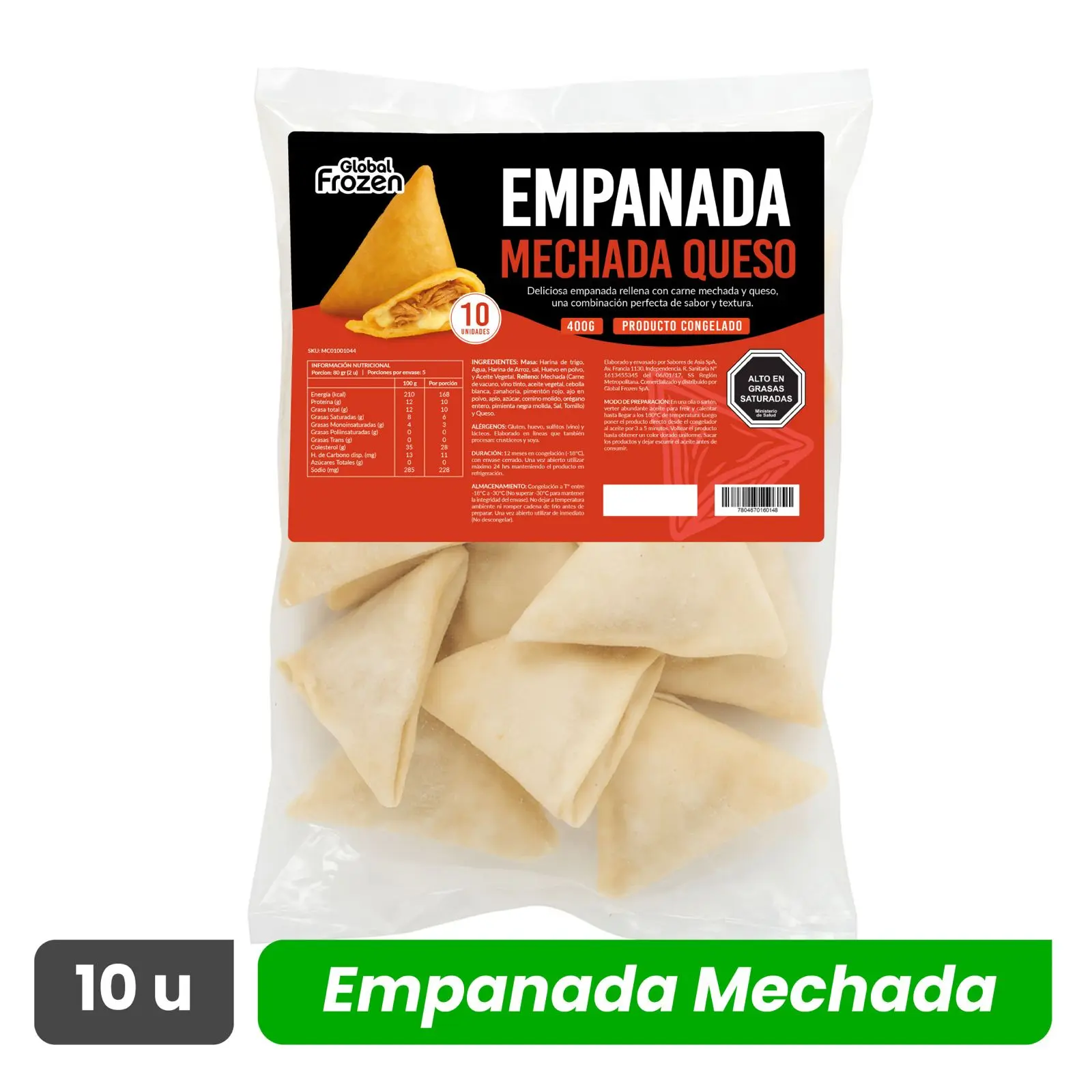 Empanadas Mechada Queso - Global Frozen - Caja 100 unidades
