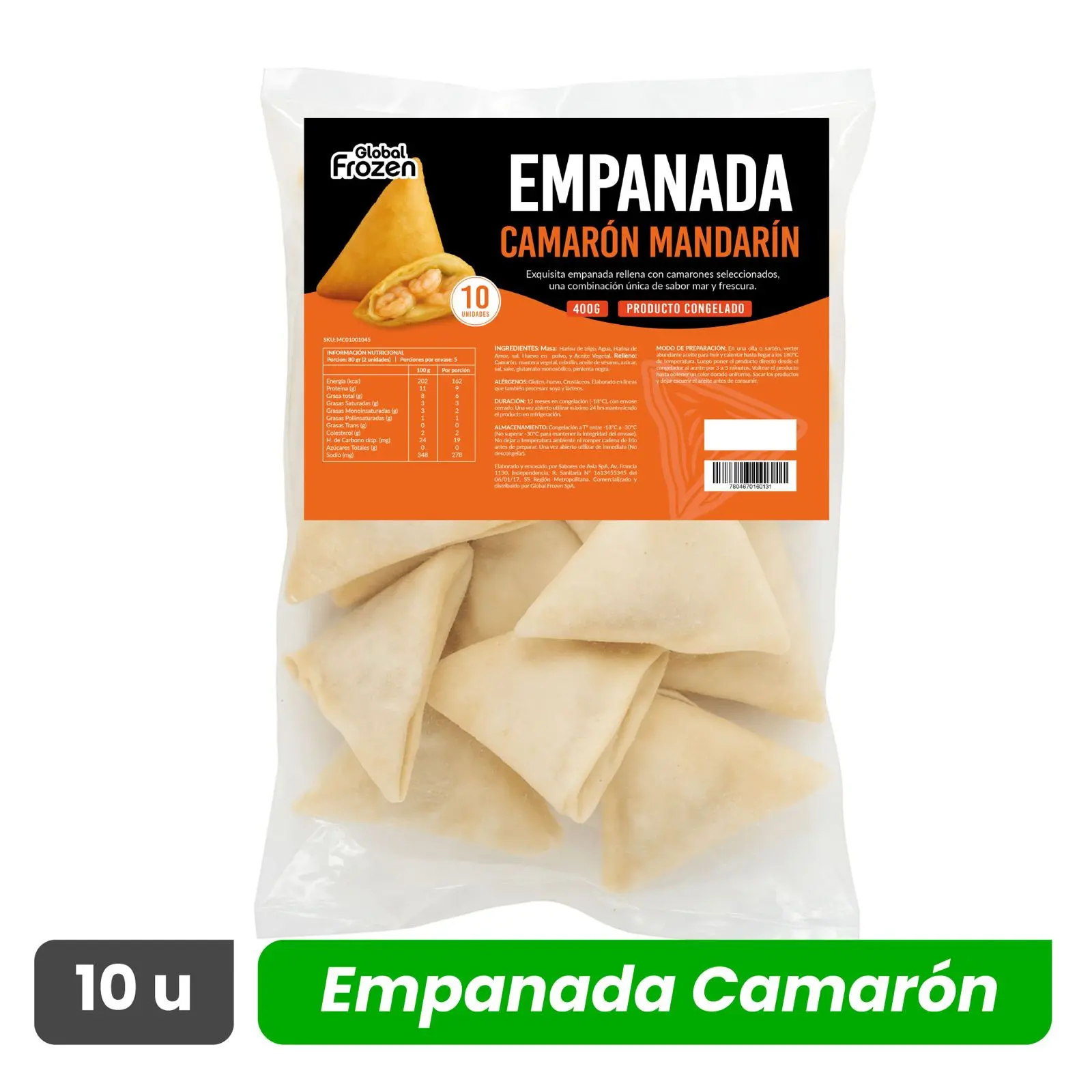 Empanadas Camarón Mandarín - Global Frozen - Caja 100 unidades